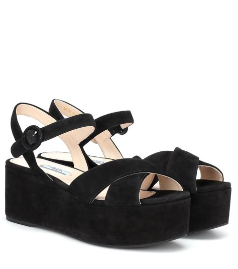 prada platform sandals 37|prada black suede platform sandals.